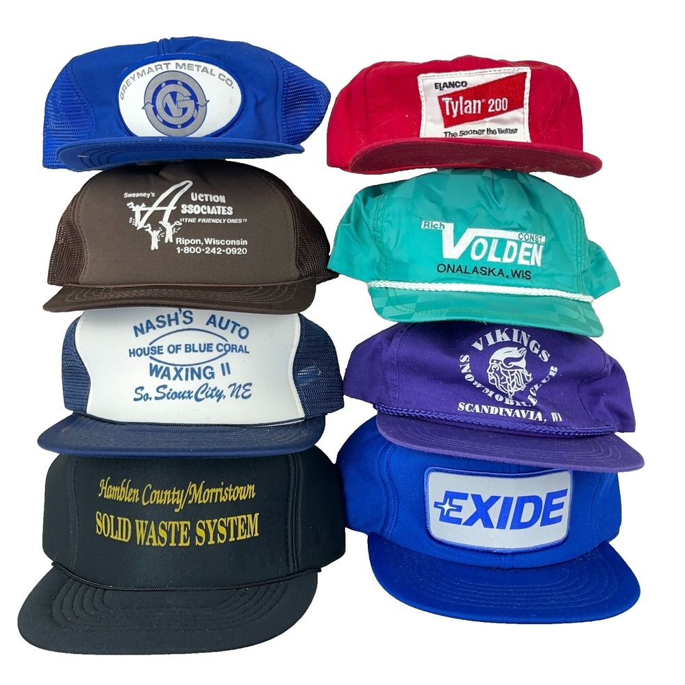 Vintage Trucker Hat Lot Snapback Cap 80s 90s Y2K Patch USA Advertising Rope A5